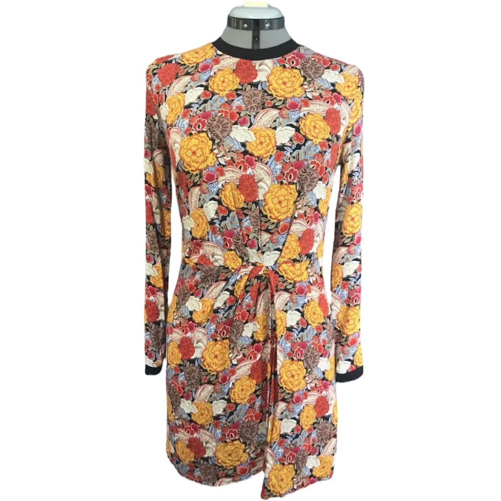 Zara TRF Trafaluc Floral Bohemian Long Sleeve Dress Party Paisley M Medium Retro
